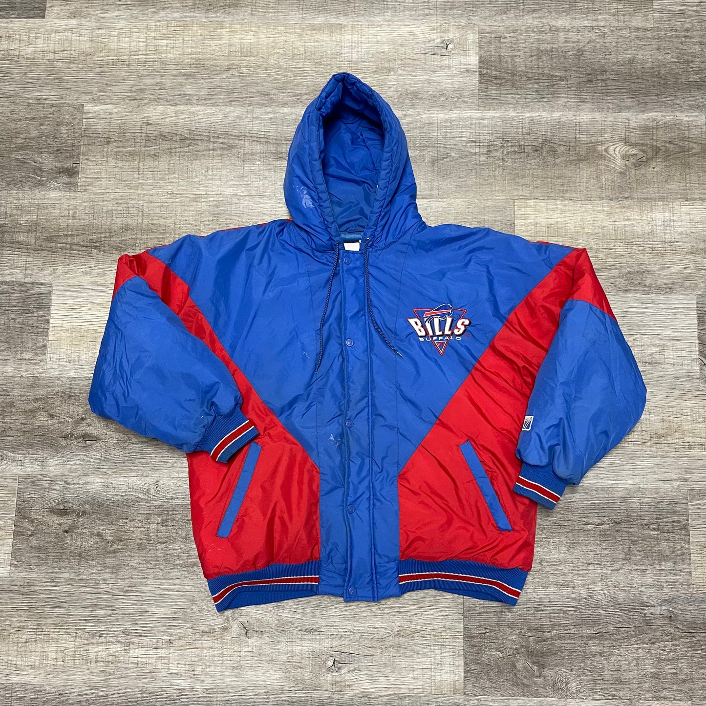 1990s Buffalo Bills Logo 7 Puffer Jacket Size Large