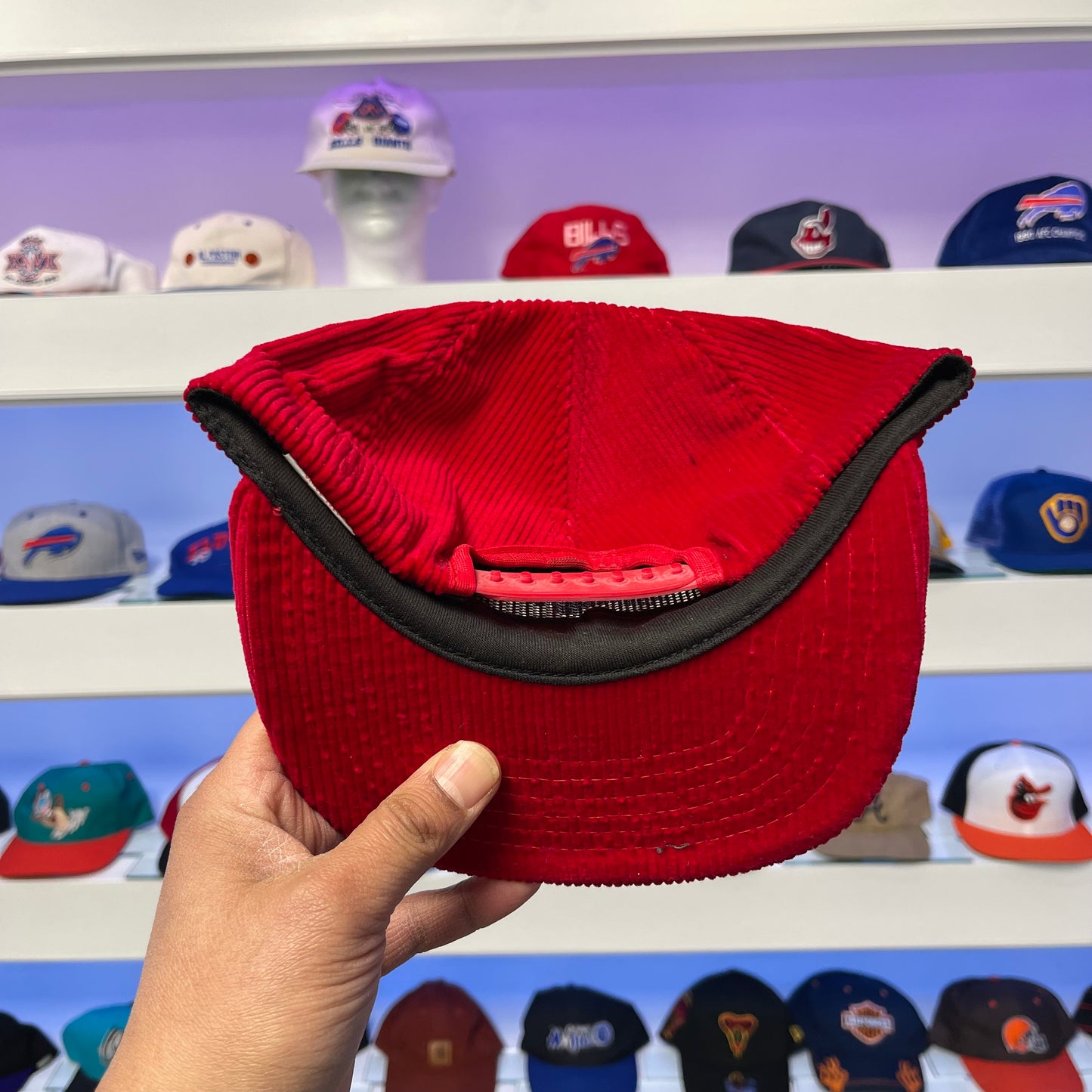 Vintage 1988 Buffalo Bills AFC Champions Red Corduroy Snap Back
