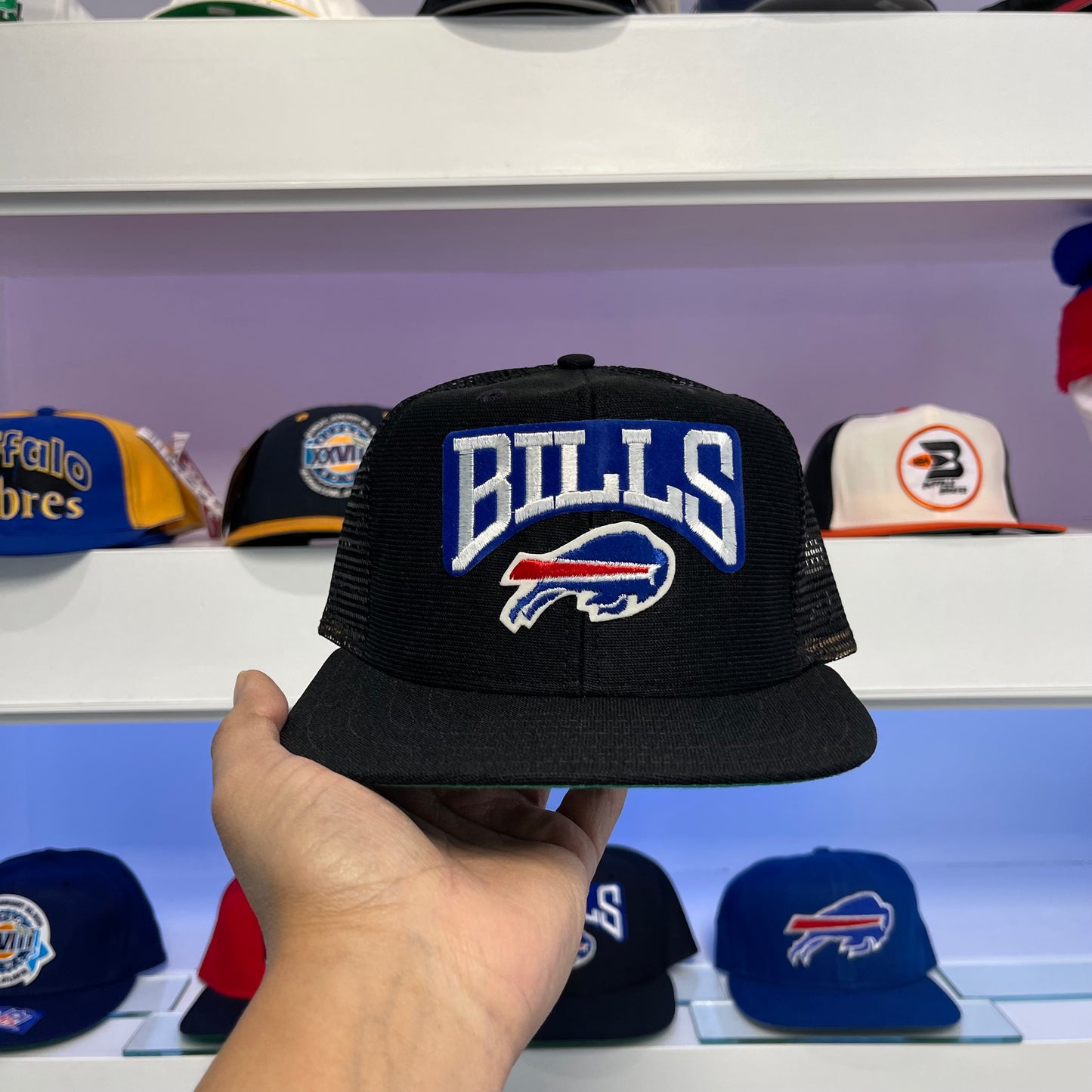 Vintage Buffalo Bills Black Mesh New Era Snap Back