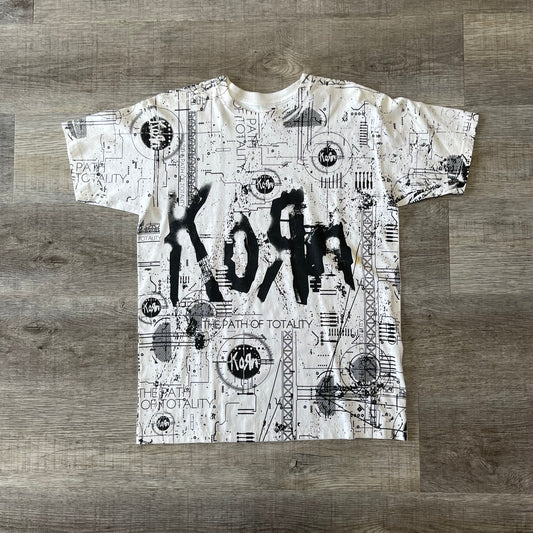 Vintage Y2K Korn All Over Print T Shirt Size Medium