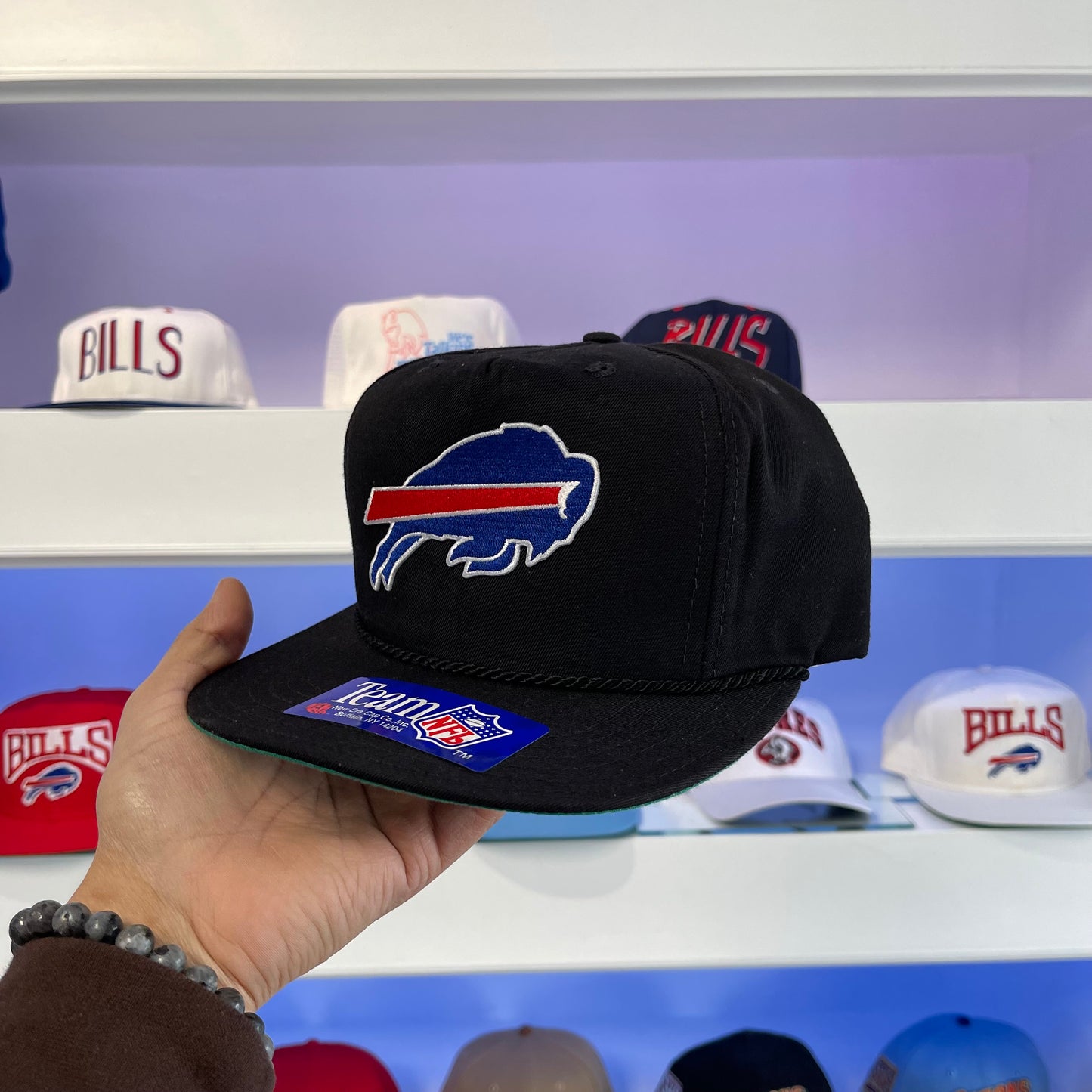 Vintage 1990s NFL Buffalo Bills Black New Era Snap Back