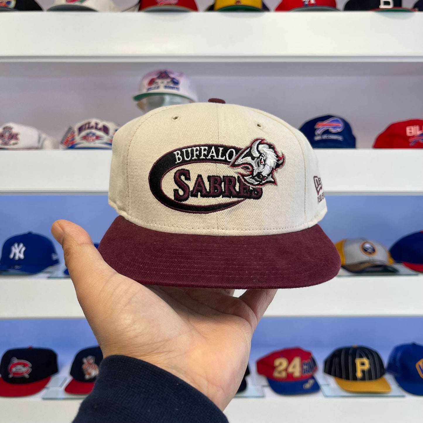 Vintage 1990s NHL Buffalo Sabres Goat Head Snap Back Dead Stock New