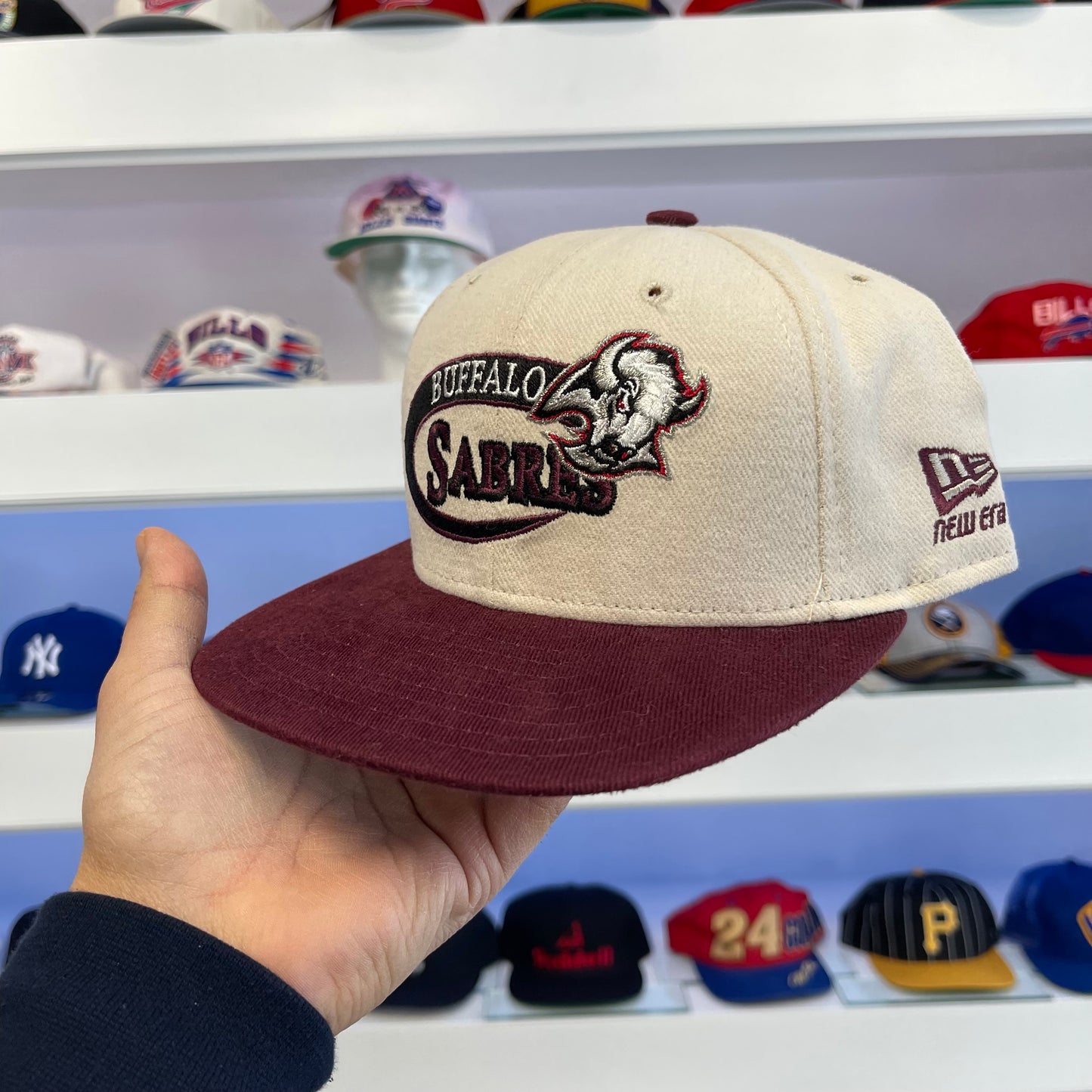 Vintage 1990s NHL Buffalo Sabres Goat Head Snap Back Dead Stock New