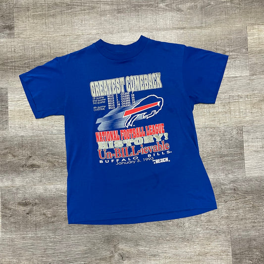 Vintage 1993 Buffalo Bills Greatest Comeback Trench Shirt Size Medium