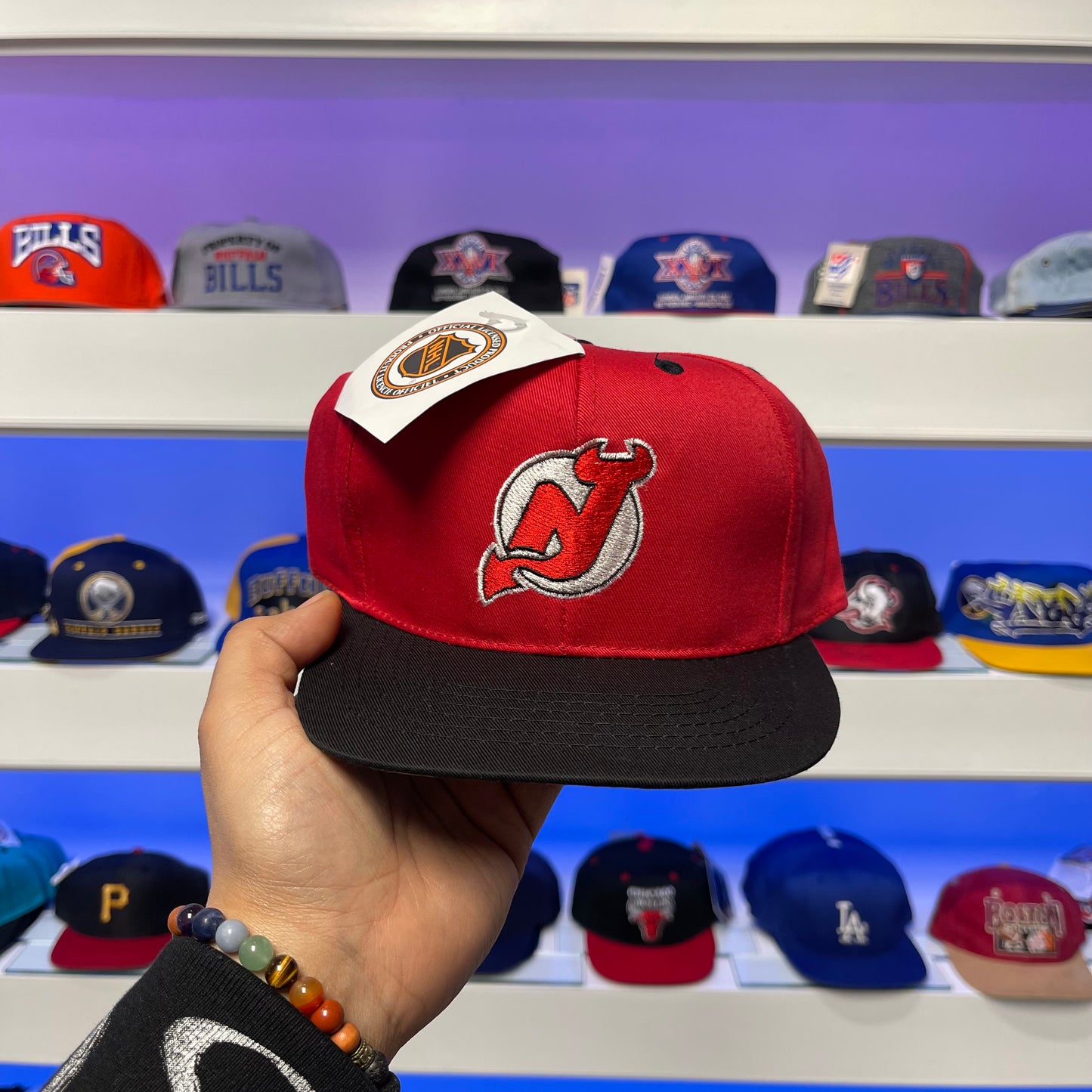 Vintage 1990s NHL New Jersey Devils Youth Snap Back Dead Stock New