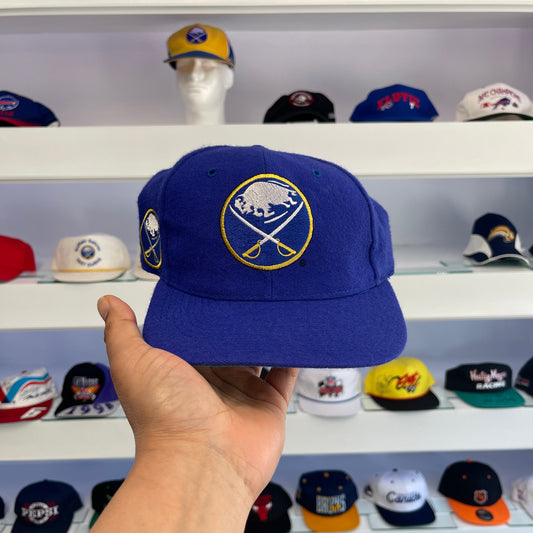 Vintage 1990s NHL Buffalo Sabres Wool Block Head Snap Back