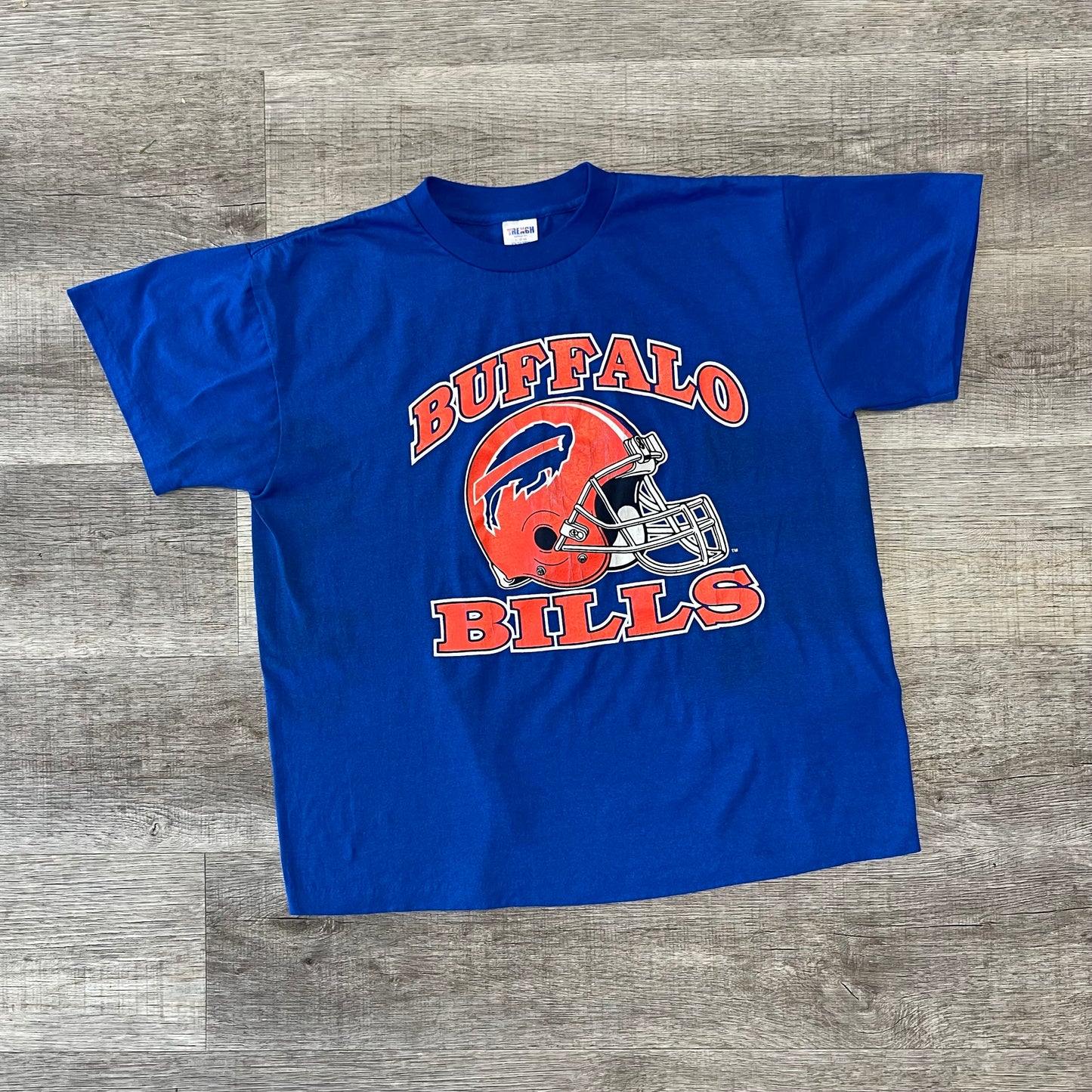 Vintage 1990s NFL Buffalo Bills Red Helmet Trench Shirt Size Large