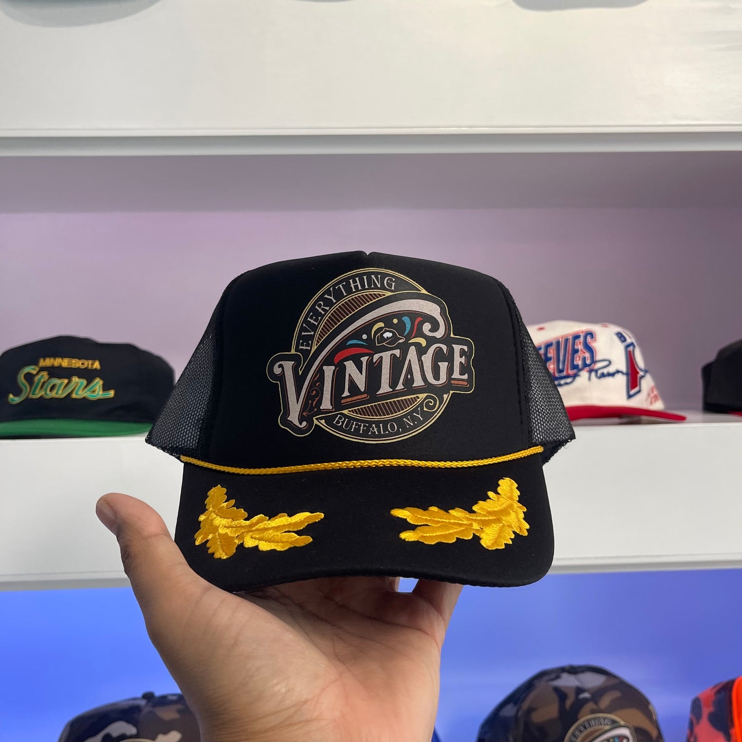 Everything Vintage Black Trucker Snap Back