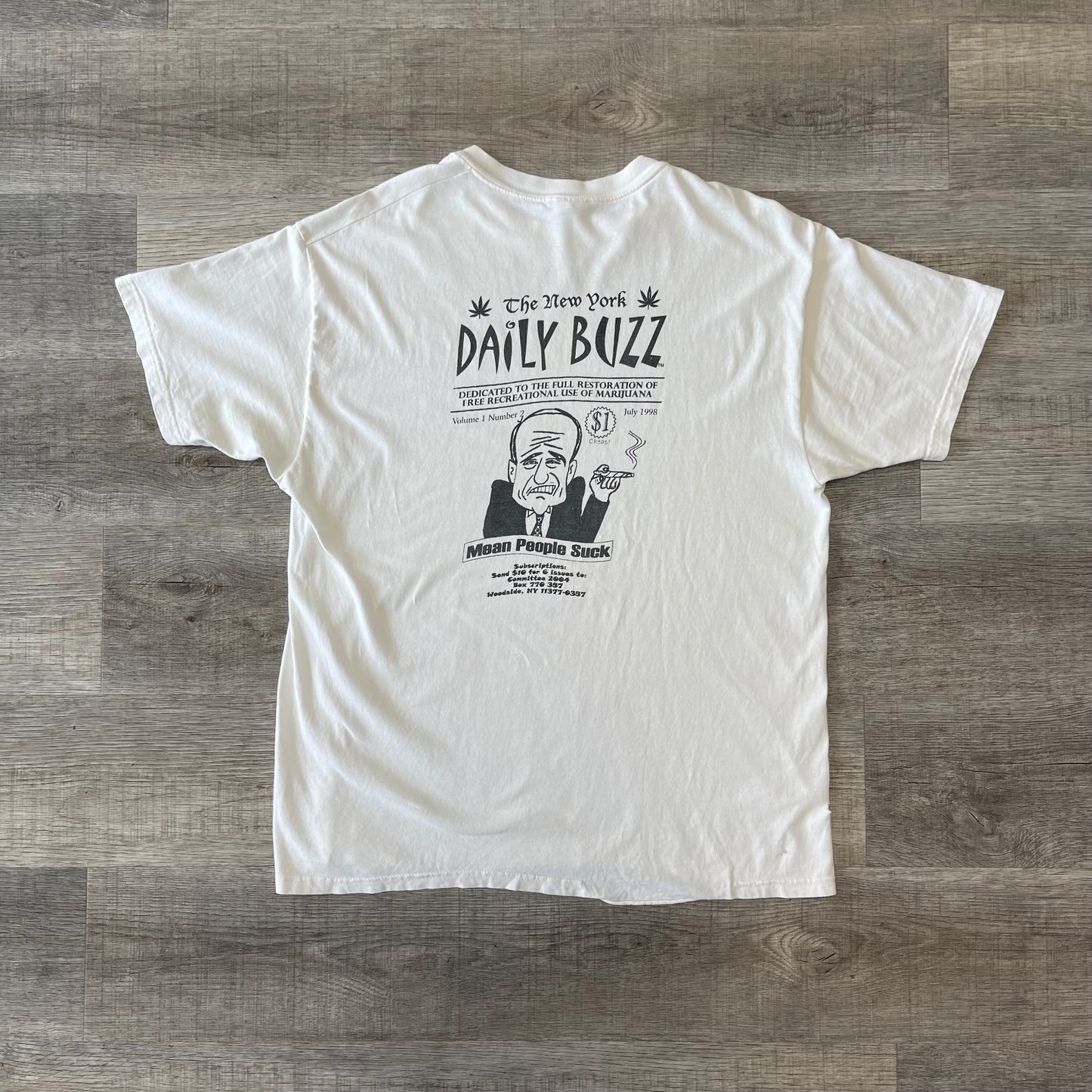 Vintage 1998 The New York Daily Buzz 420 T Shirt Size XL