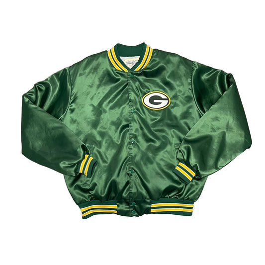 Vintage 1990s NFL Green Bay Packers Chalk Line Satin Jacket Size XL