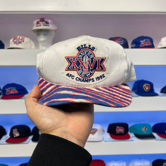 Vintage 1992 Buffalo Bills Super Bowl XXVI AFC Champions Zubaz Snap Back