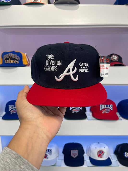 Vintage 1992 Atlanta Braves Catch The Fever Division Champs Snap Back