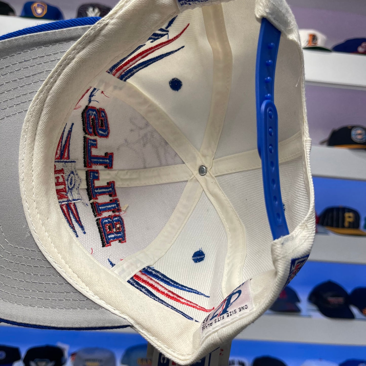 Vintage 1990s NFL Buffalo Bills Logo Athletic Diamond Cut Wool Antowain Smith Signed Snap Back New with Tags