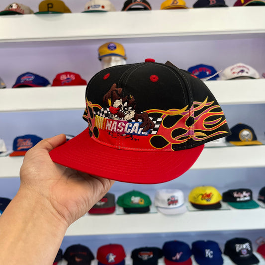 Vintage 1990s Tasmanian Devil NASCAR Flame Snap Back
