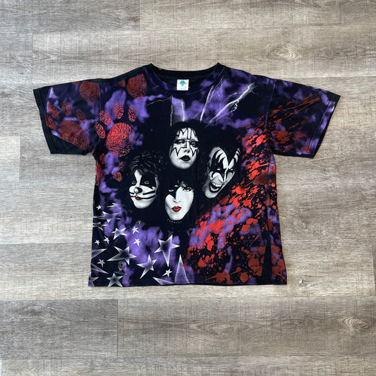 Vintage 1996 / 97 KISS Alive Worldwide Reunion Tour All Over Print Shirt XL