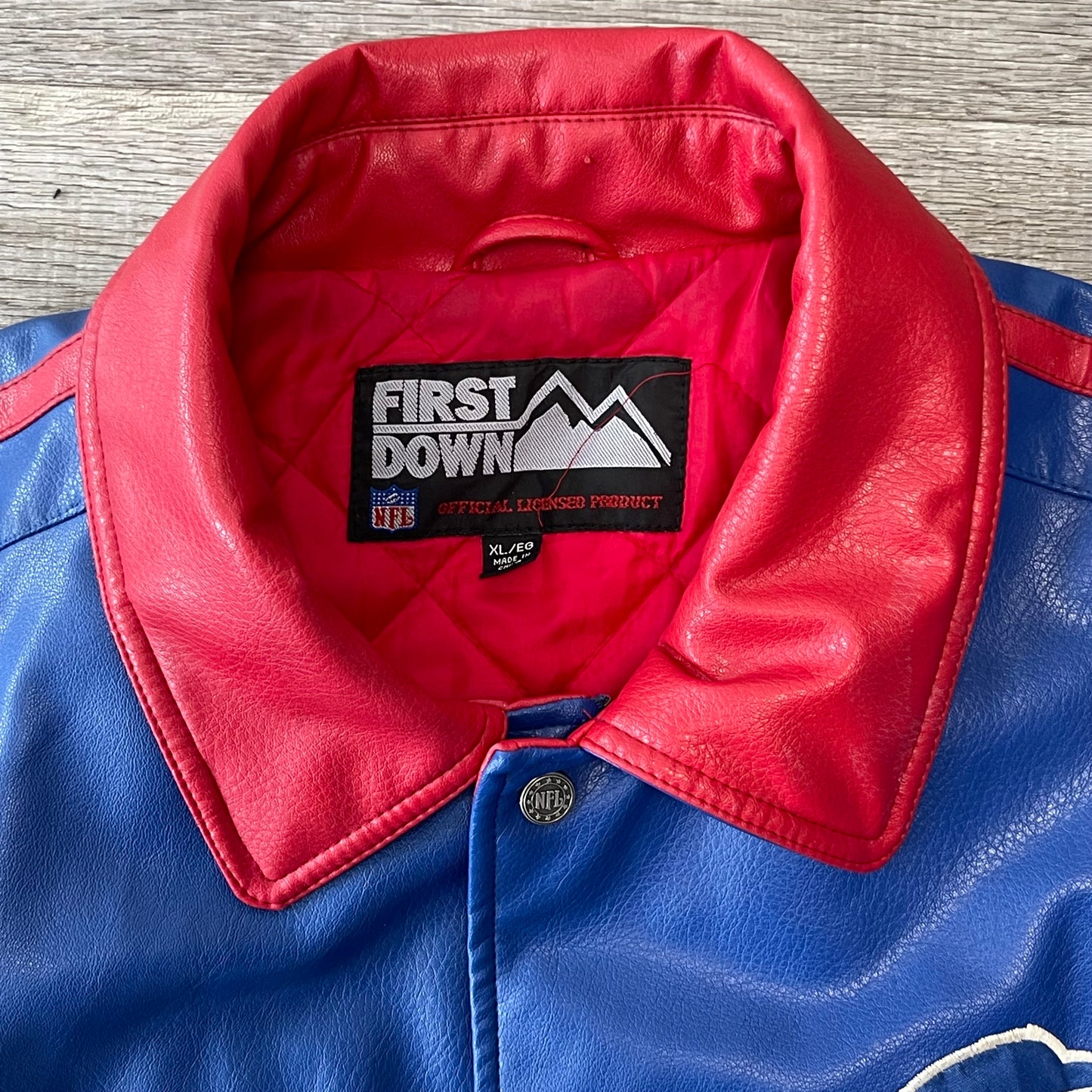Vintage 1990s NFL Buffalo Bills First Down Leather Jacket Size XL