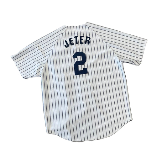 Vintage Y2K Derek Jeter New York Yankees Pin Stripe Russell Athletic Jersey Size 2x
