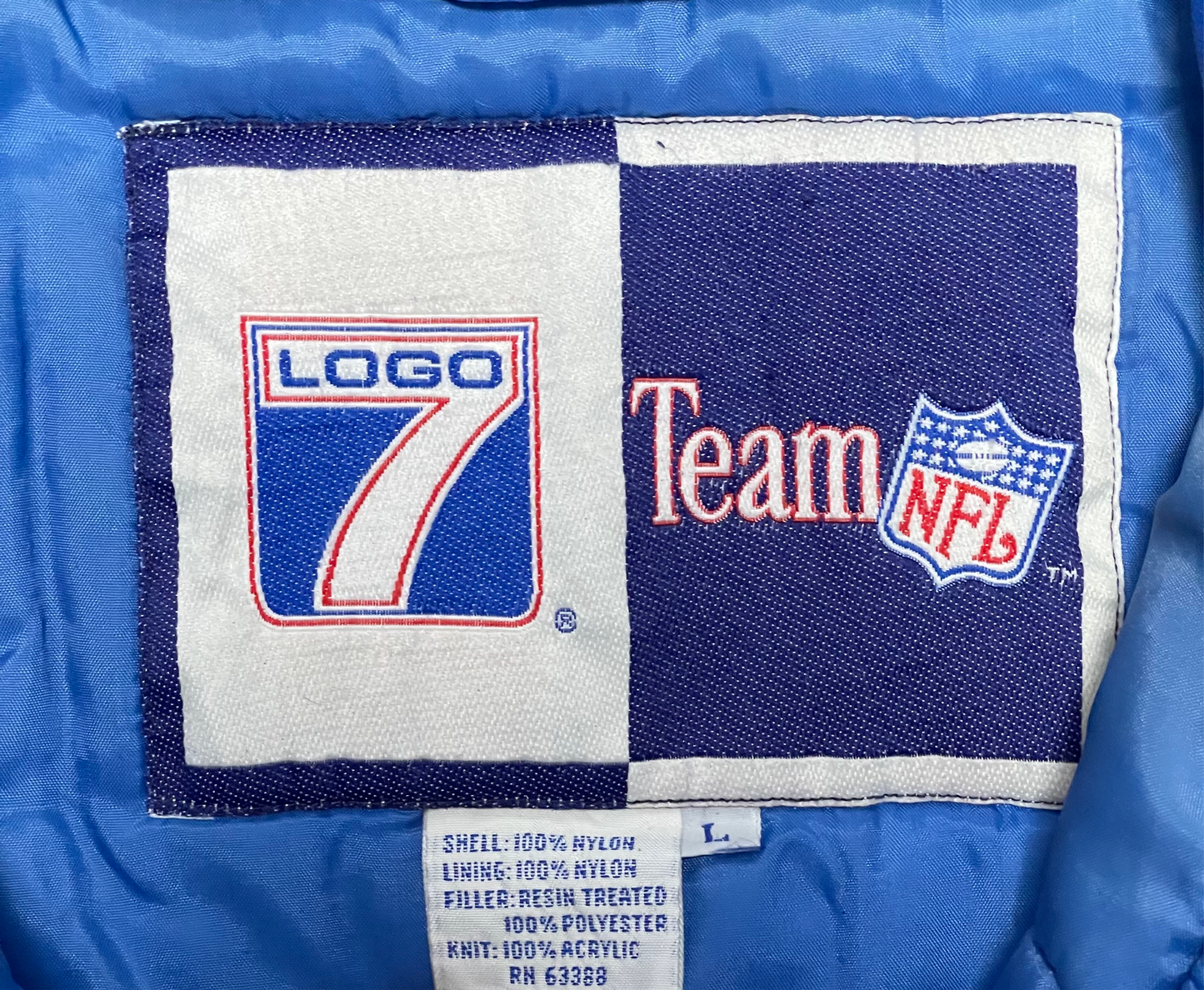 1990s Buffalo Bills Logo 7 Puffer Jacket Size Large