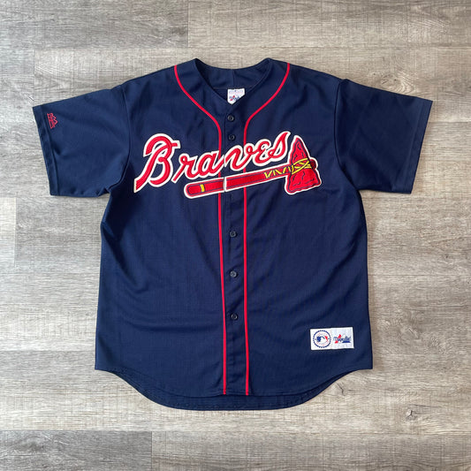 Vintage 1990s MLB Atlanta Braves Chipper Jones Majestic Jersey Size XL