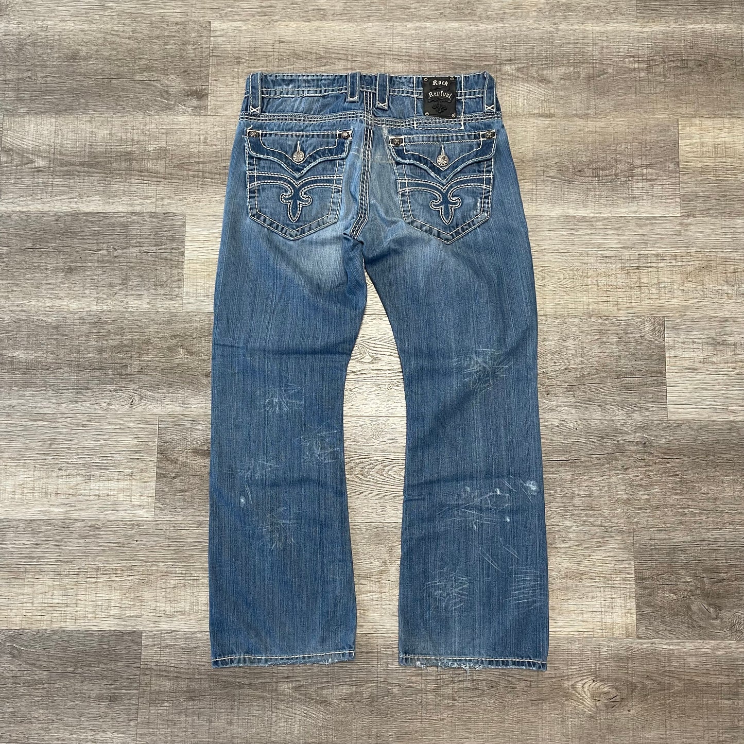 Vintage Y2K Rock Revival Denim Jeans Size 34x40