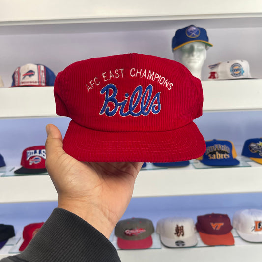 Vintage Buffalo Bills AFC Champions Red Corduroy Snap Back