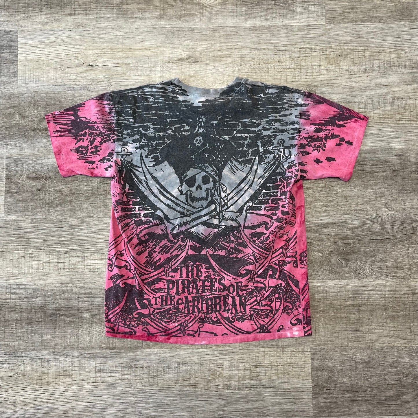 Vintage Pirates of The Caribbean Tie Dye All Over Print T Shirt XL