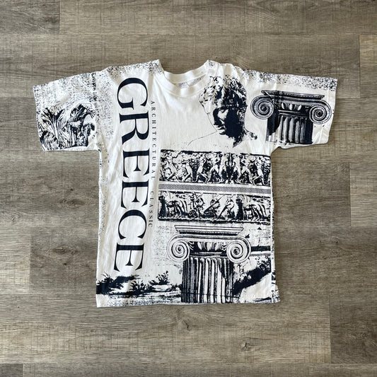 Vintage 1980s Greece Athens Italy All Over Print Size Medium T Shirt