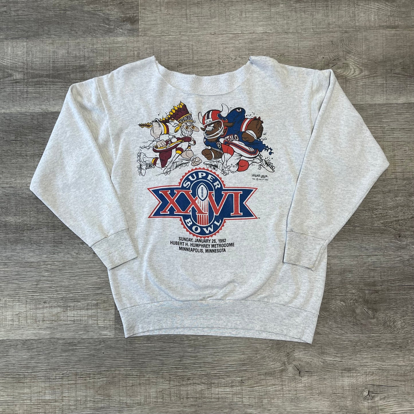 Vintage 1991 Buffalo Bills Vs Washington Redskins Super XXVI Sweatshirt Size Large