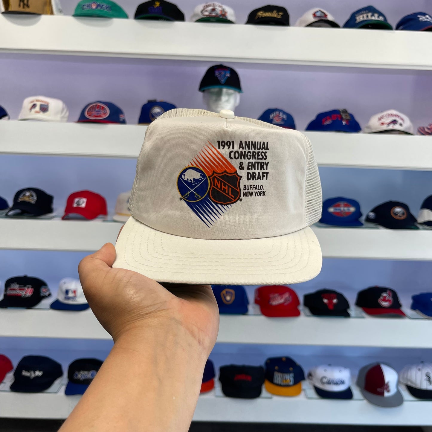 Vintage 1991 NHL Buffalo Sabres Draft Snap Back