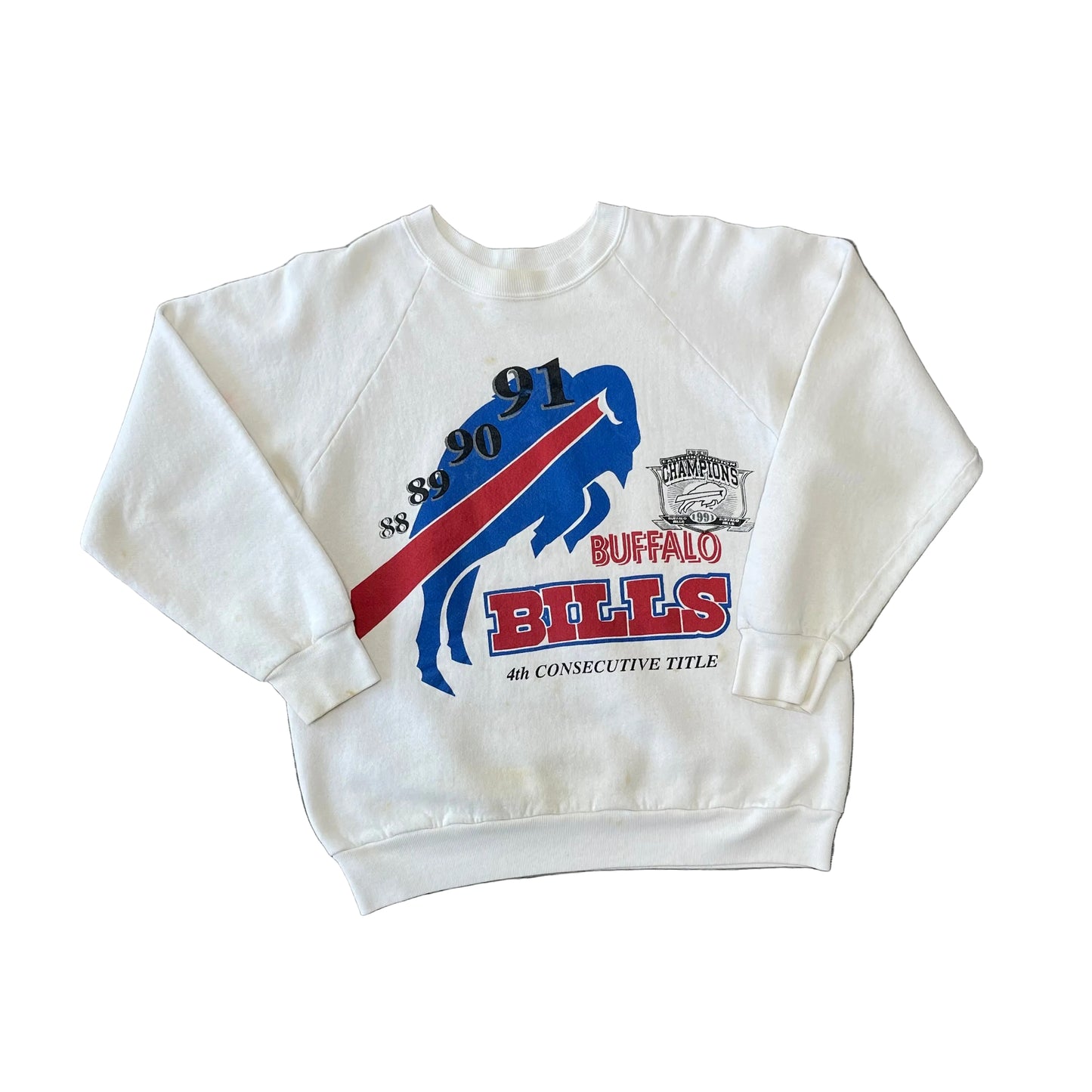 Vintage Buffalo Bills 88,89,90,91 4th Consecutive Title Sweatshirt Size Large
