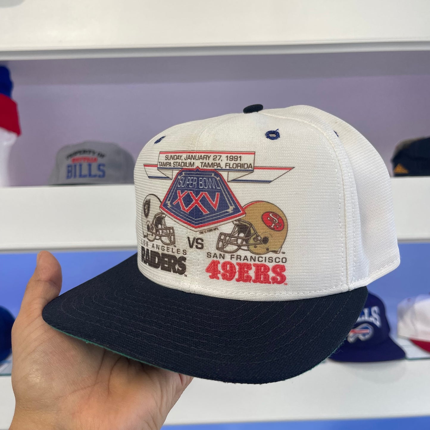 Vintage 1991 Los Angeles Raiders Vs San Francisco 49ers Super Bowl XXV Snap Back