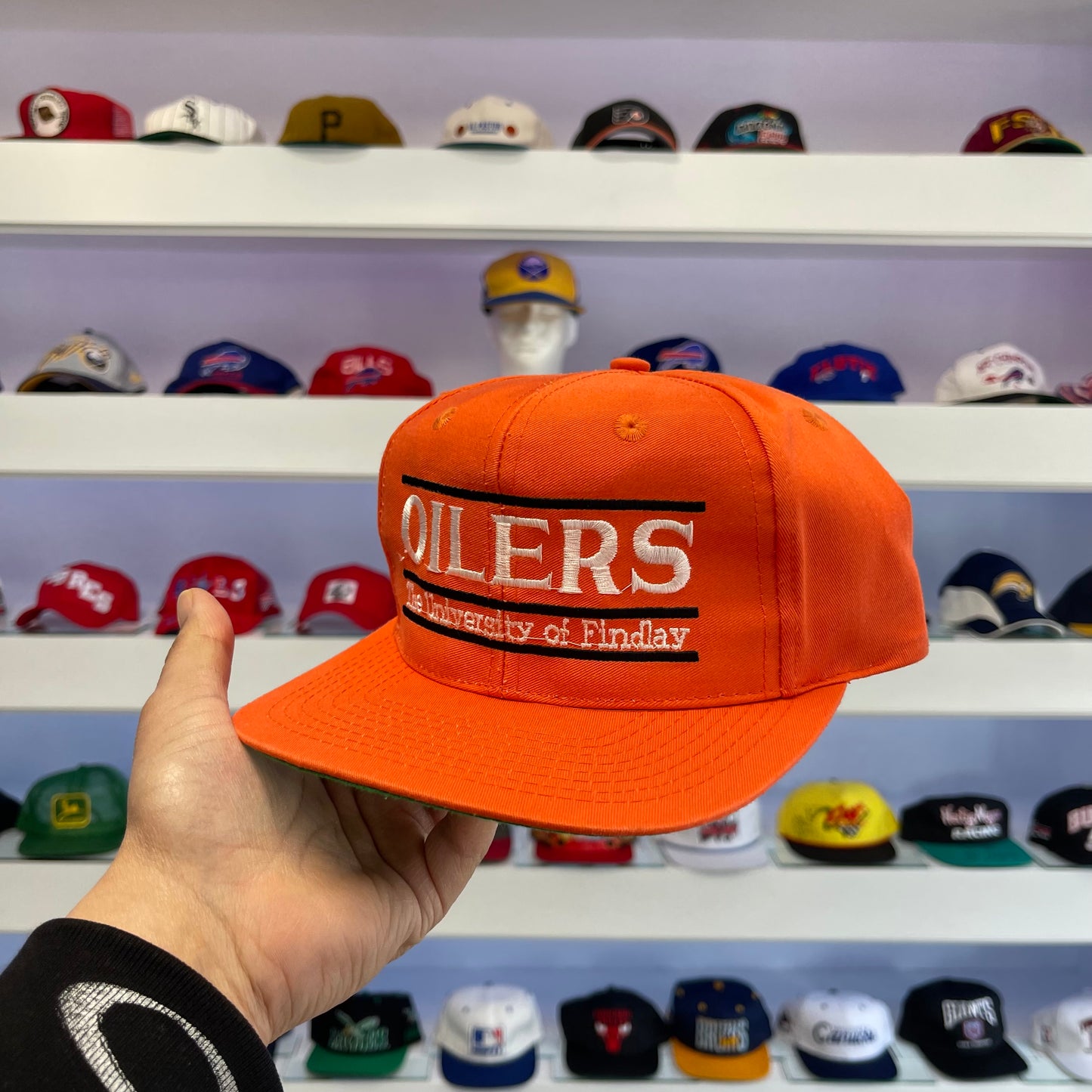 Vintage 1990s NCAA University of Findlay Oilers Twill Split Bar Snap Back