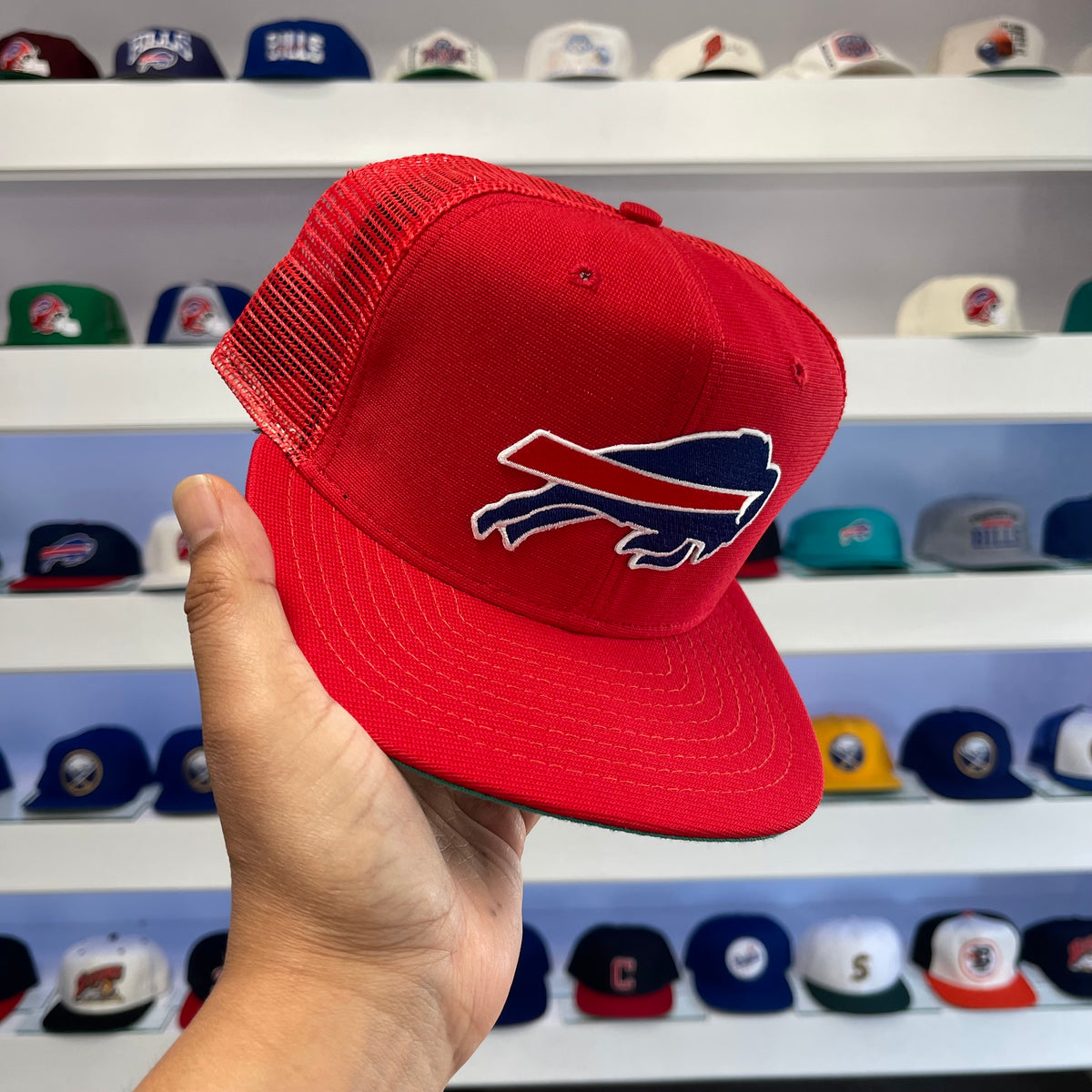 Vintage 1990s Buffalo Bills Red Trucker Snap Back