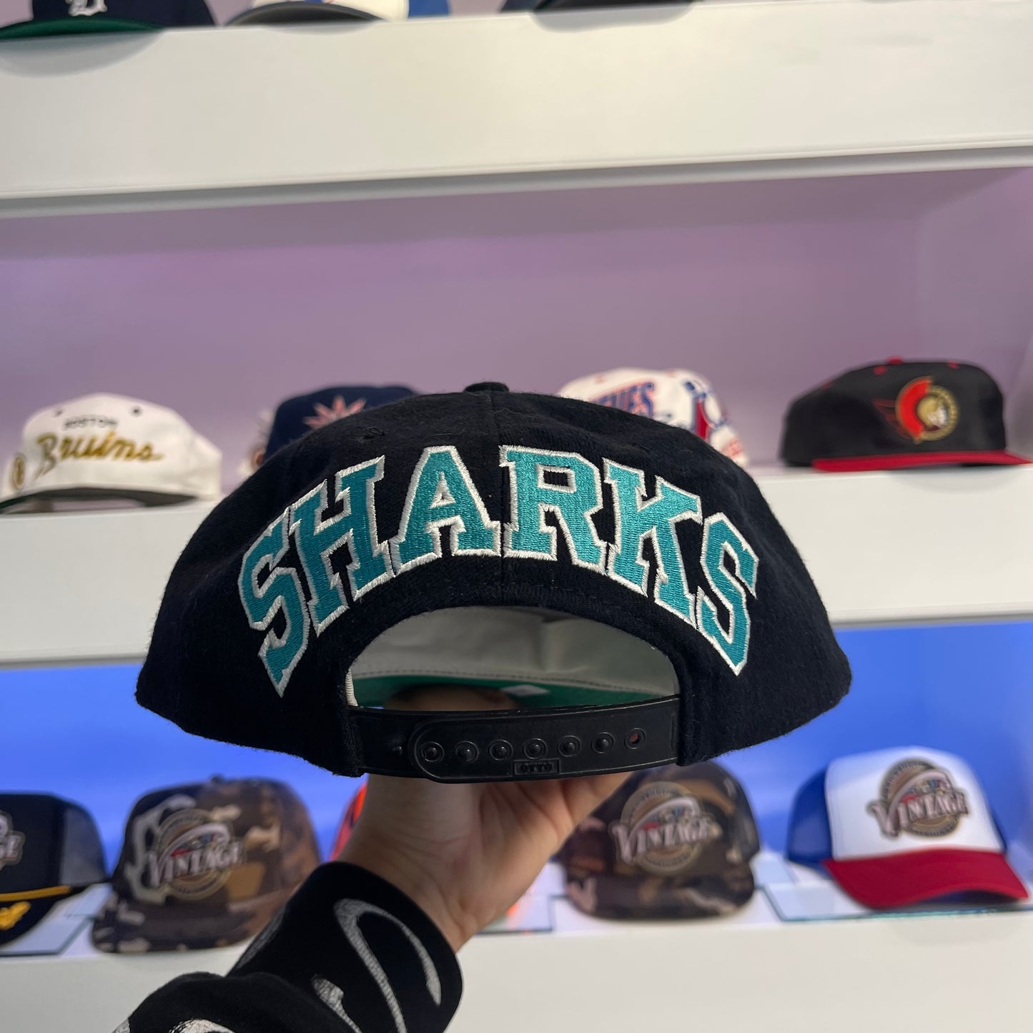 1990s San Jose Sharks Block Head Snap Back