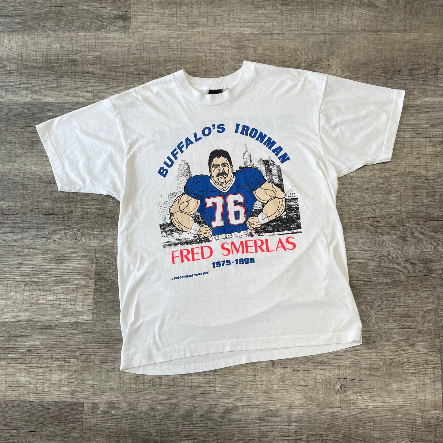 Vintage Buffalo Bills Fred Smerlas Buffalo’s Ironman T Shirt Size XL