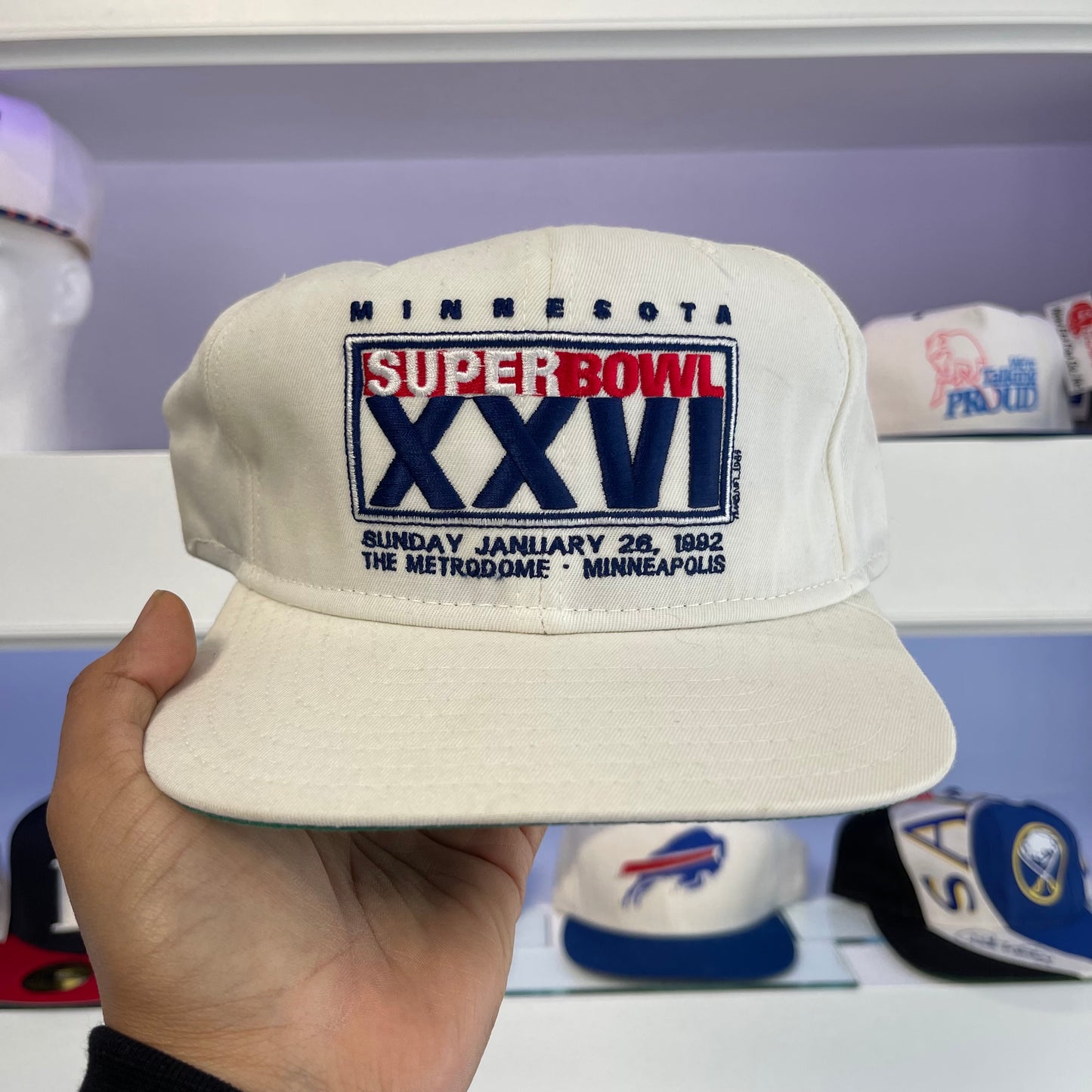 Vintage 1992 Buffalo Bills Vs Washington Red Skins Super Bowl XXVI New Era Wool Snap Back