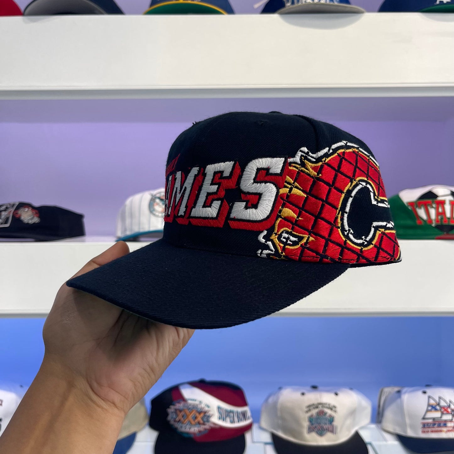 Vintage Calgary Flames Sports Specialties Grid Snap Back