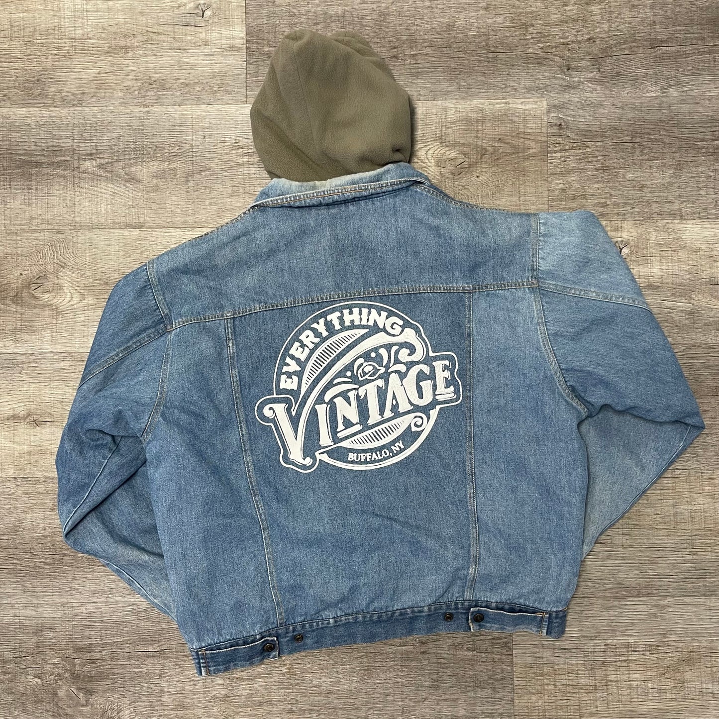 Vintage 1990s Everything Vintage Denim Hood Jacket Size XL
