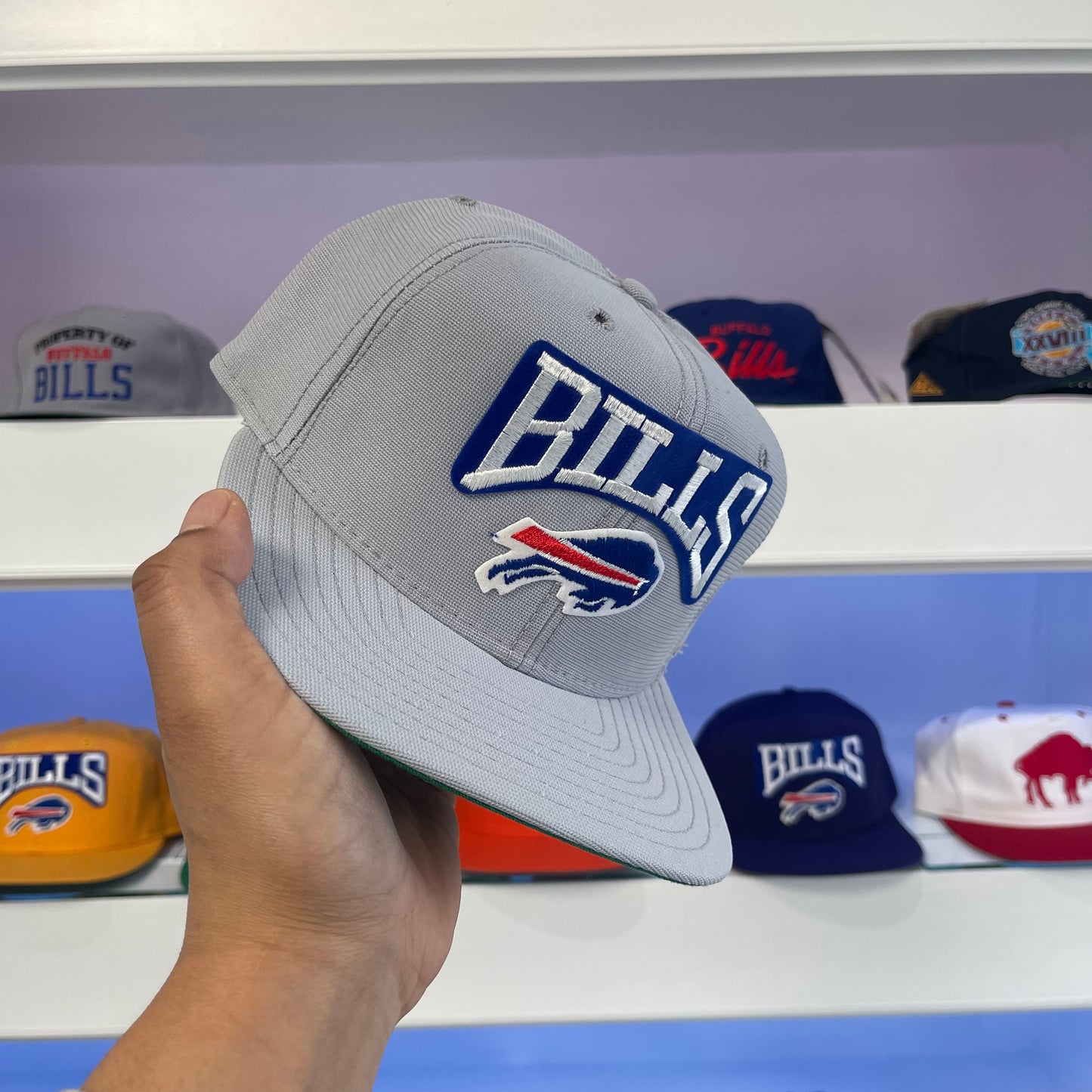 Vintage Buffalo Bills Gray Nylon Snap Back