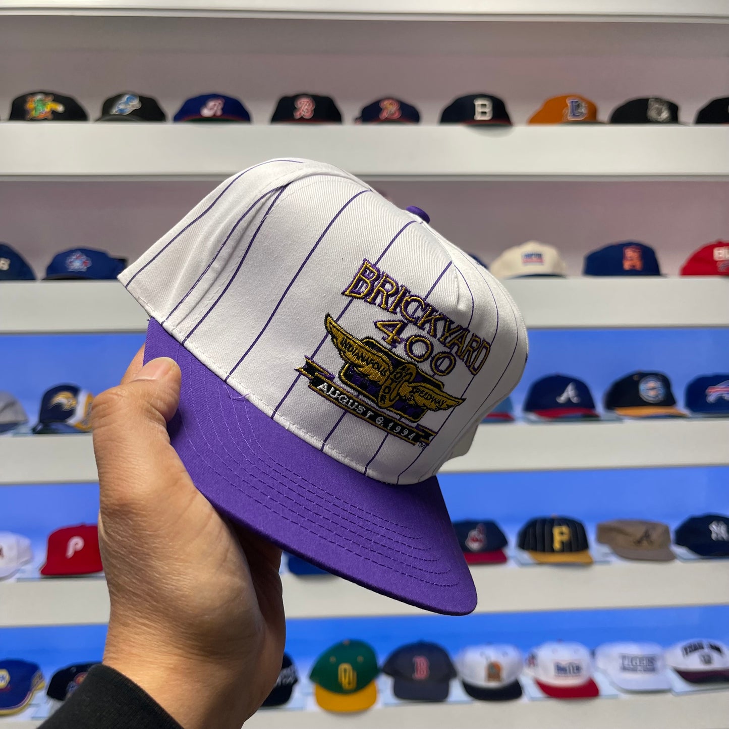 Vintage 1994 Brickyard 400 Pin Stripe Snap Back