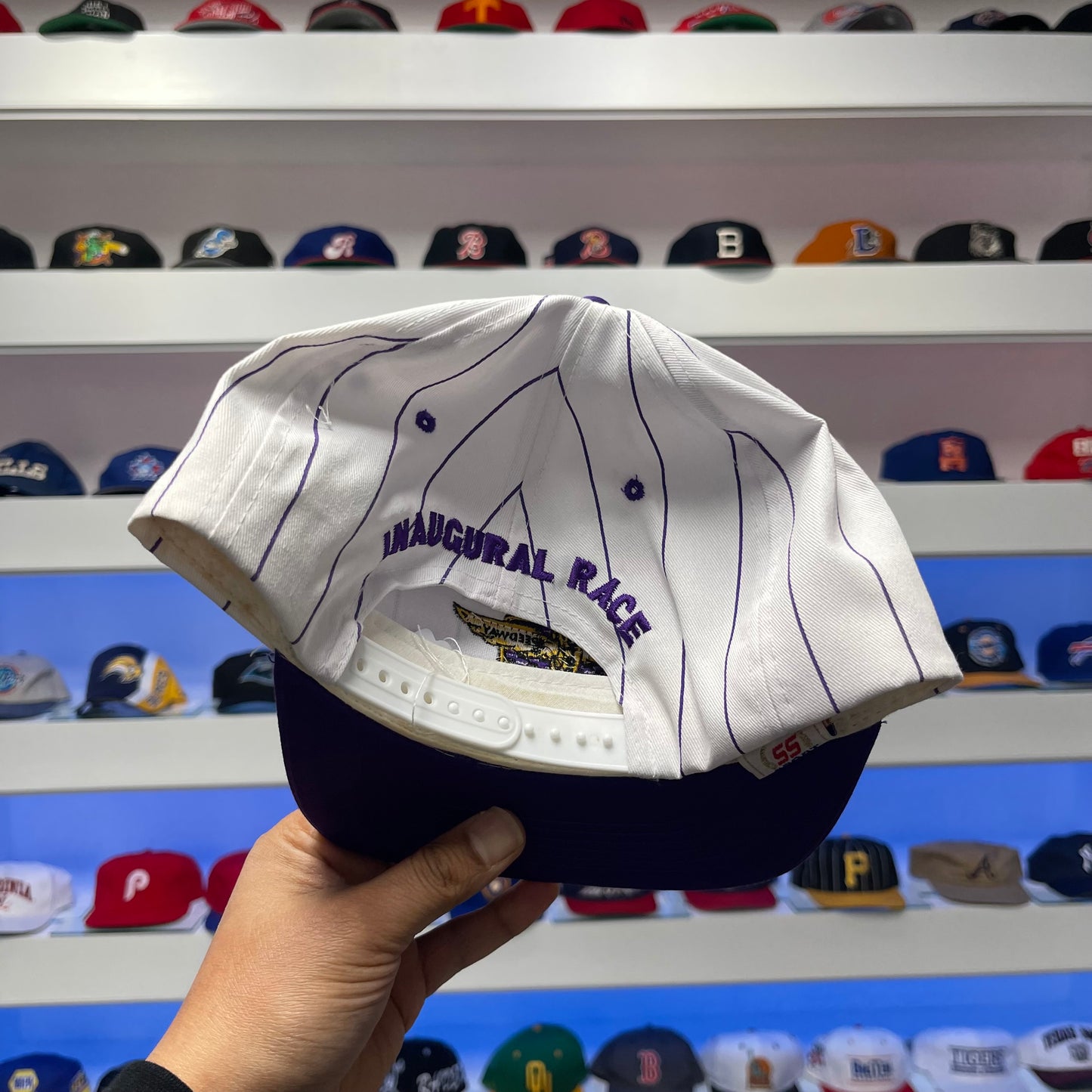 Vintage 1994 Brickyard 400 Pin Stripe Snap Back