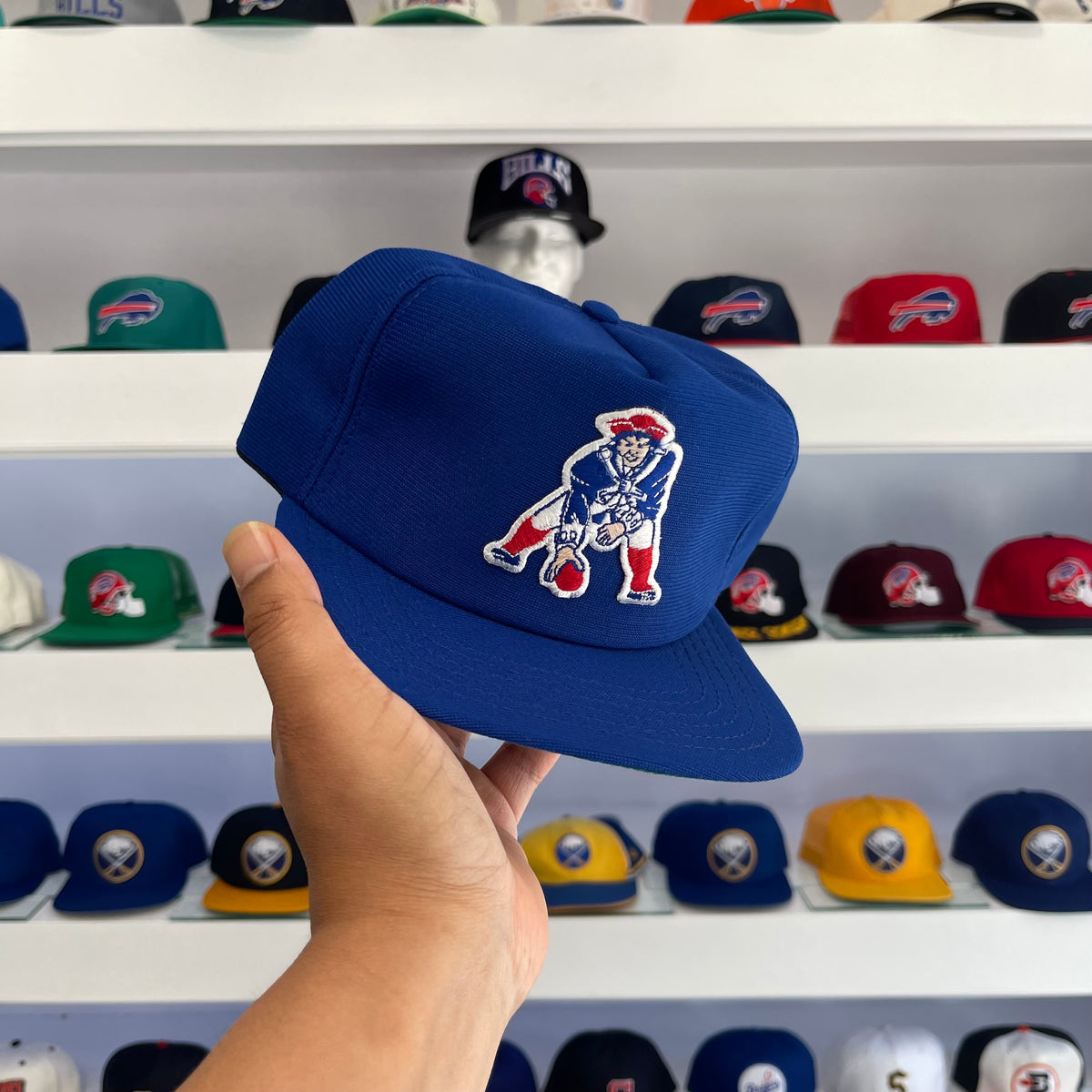 Vintage 1990s NFL New England Patriots Blue Wool Snap Back