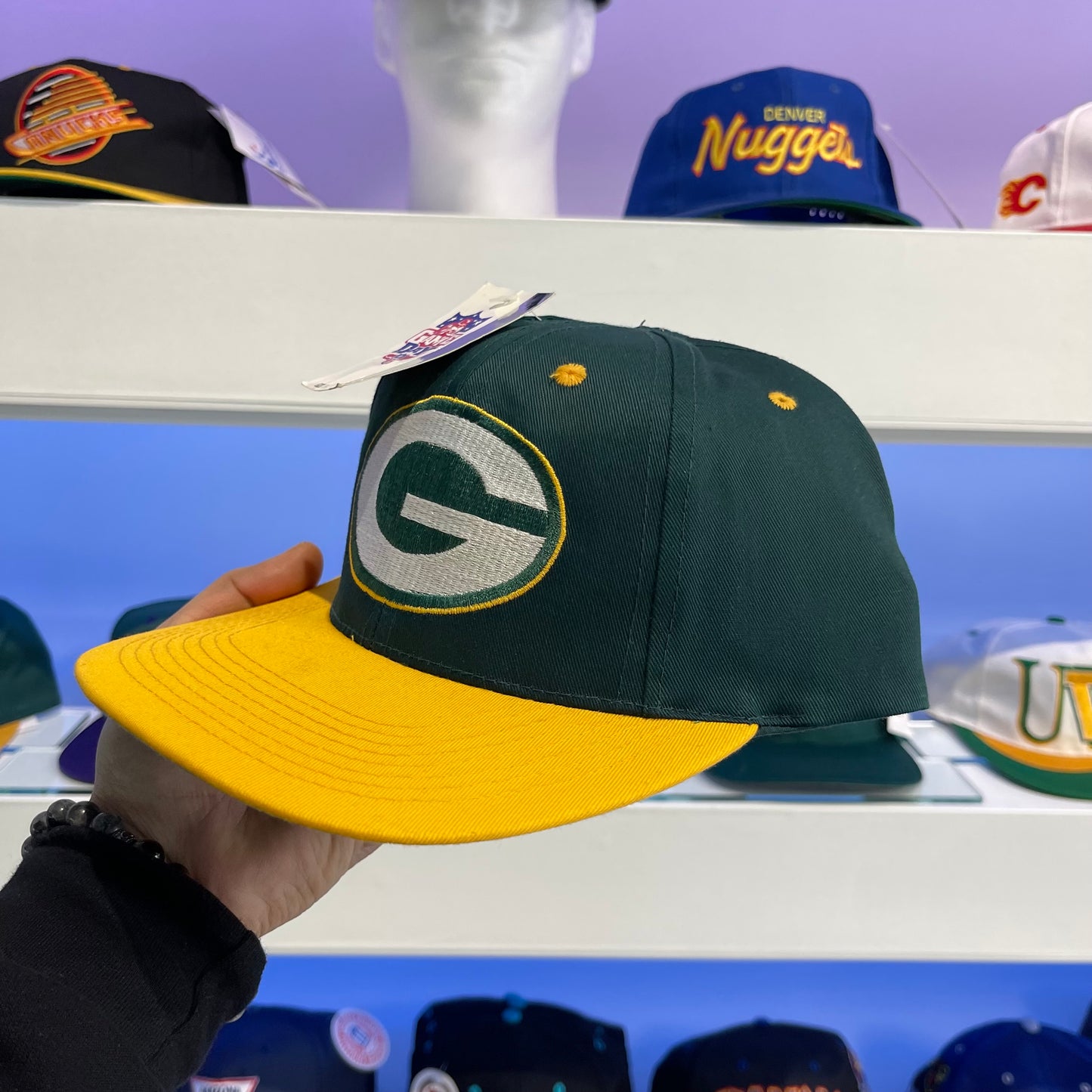 Vintage 1990s NFL Green Bay Packers Twill Snap Back Dead Stock New