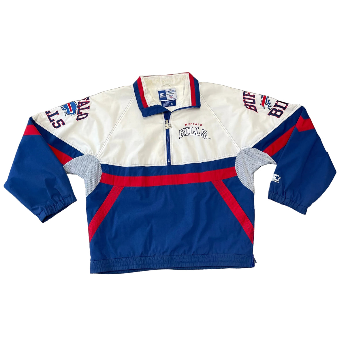 Vintage 1990s NFL Buffalo Bills Starter Windbreaker Pull Over Jacket Size XL
