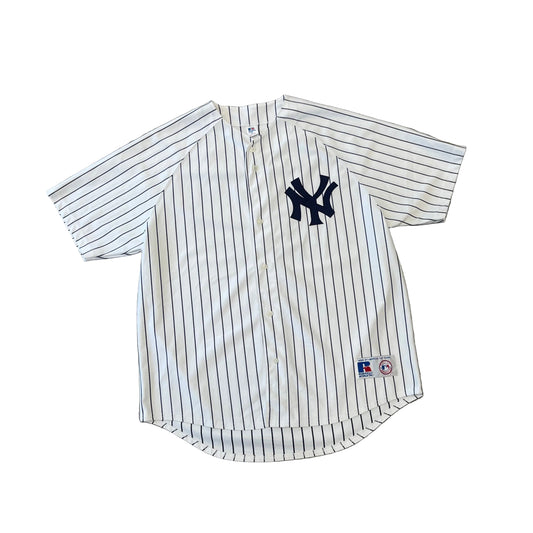 Vintage Y2K Derek Jeter New York Yankees Pin Stripe Russell Athletic Jersey Size 2x