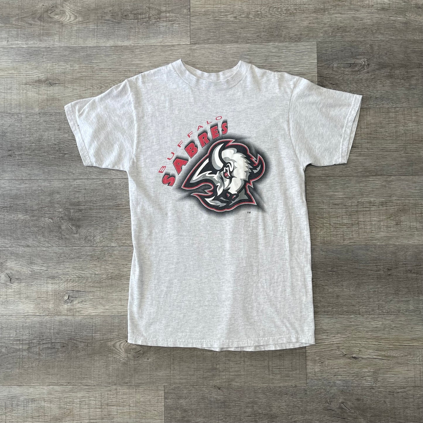 Vintage 1990s NHL Buffalo Sabres Grey Goat Head Shirt Size Large