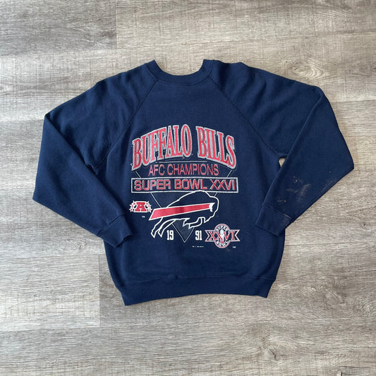 Vintage 1991 Buffalo Bills AFC Champions Super Bowl XXVI Tultex Sweatshirt Size Medium