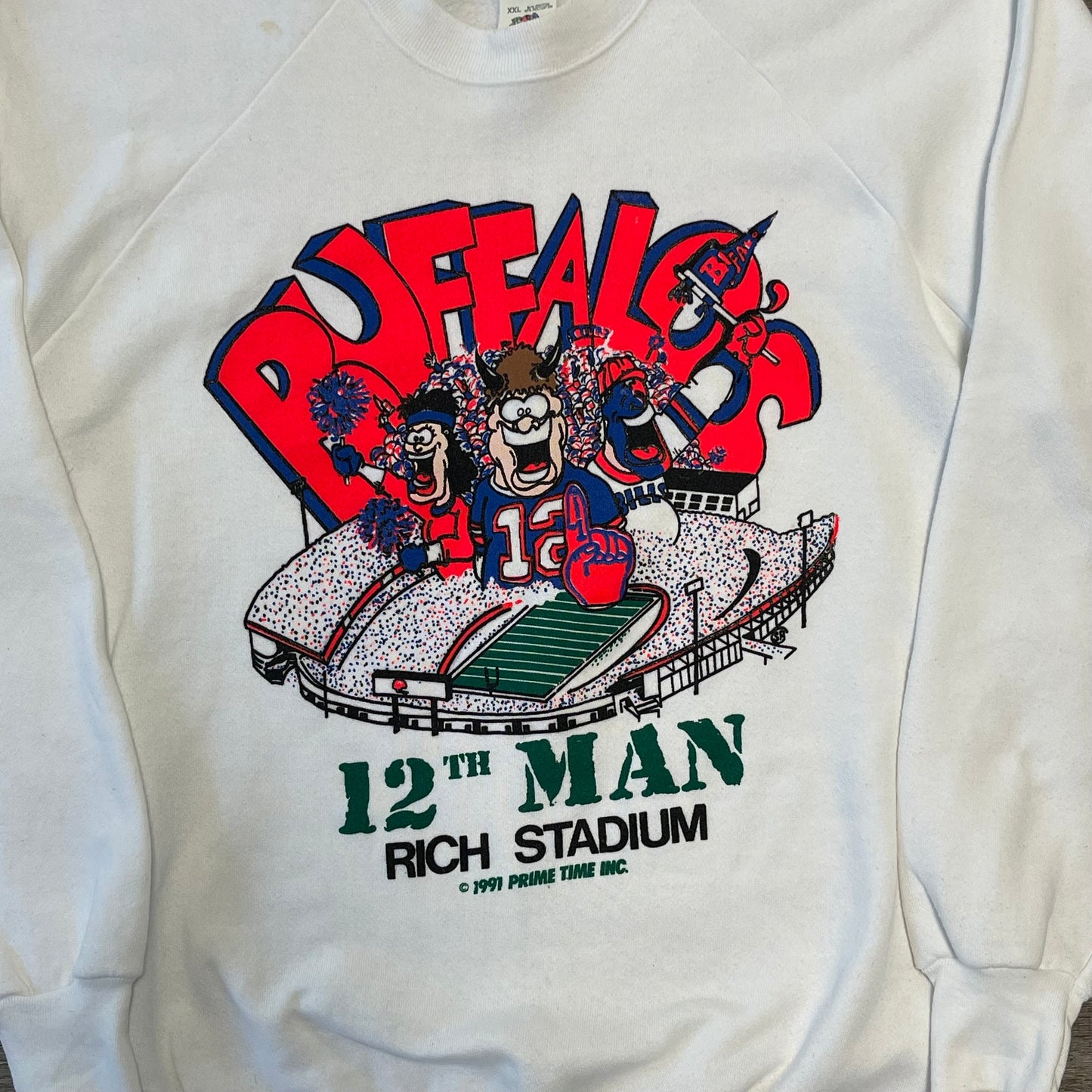 Vintage Buffalo Bills Rich Stadium 12th Man Sweatshirt Size XXL 23.5x27.5