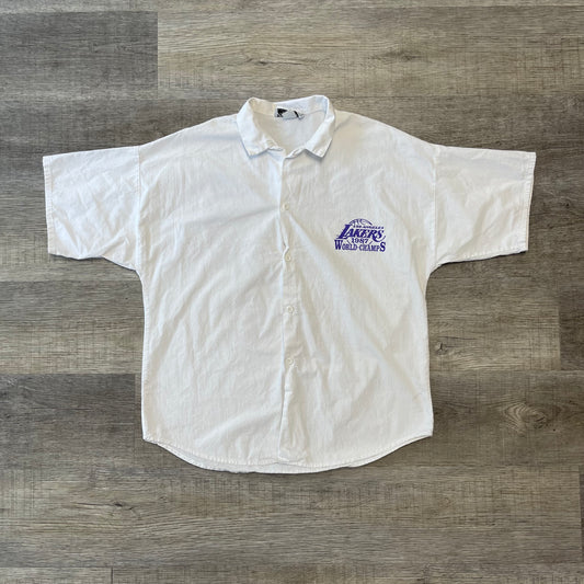 Vintage 1987 Los Angeles Lakers NBA World Champs Button Down Shirt