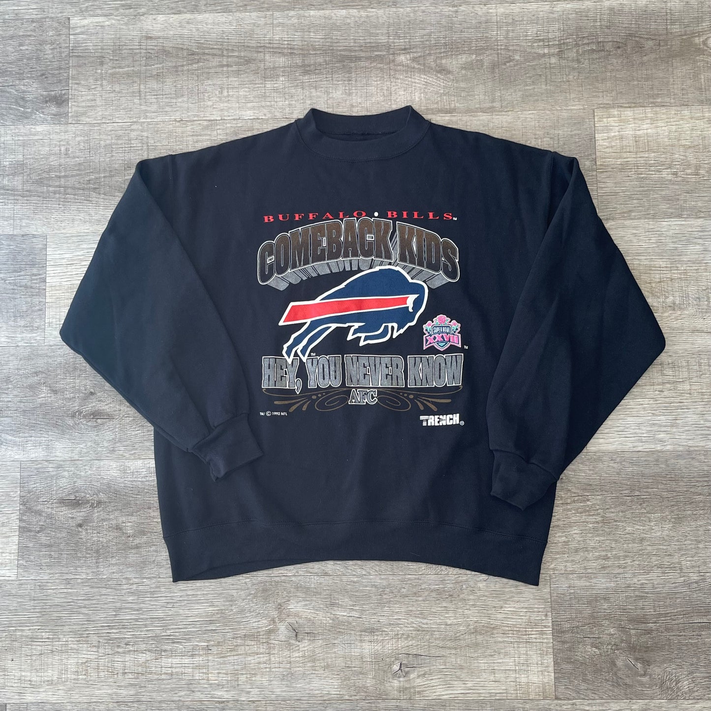 Vintage 1992 NFL Buffalo Bills Comeback Kids Sweatshirt Size XL